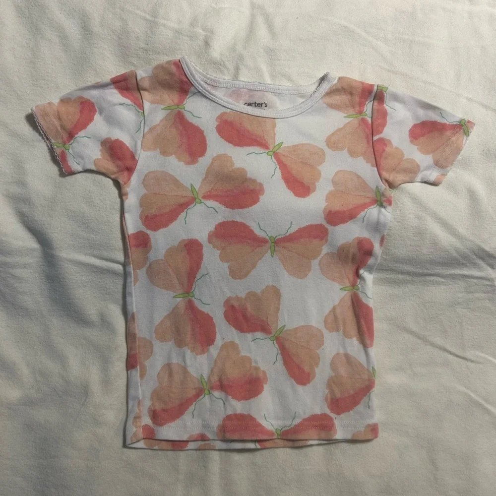 Carter's White and Orange Short‎ Sleeve Tee with Heart Print